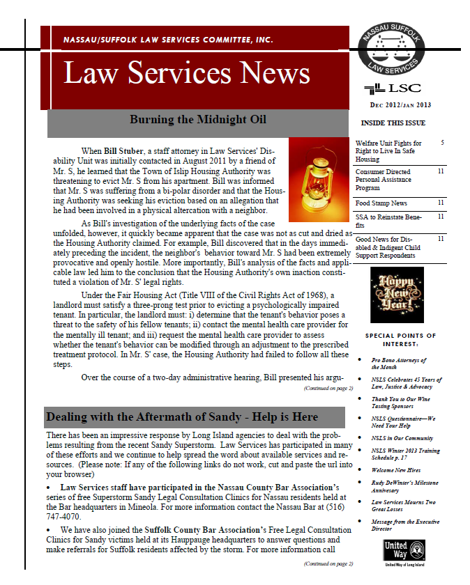 Law Services News – December 2012