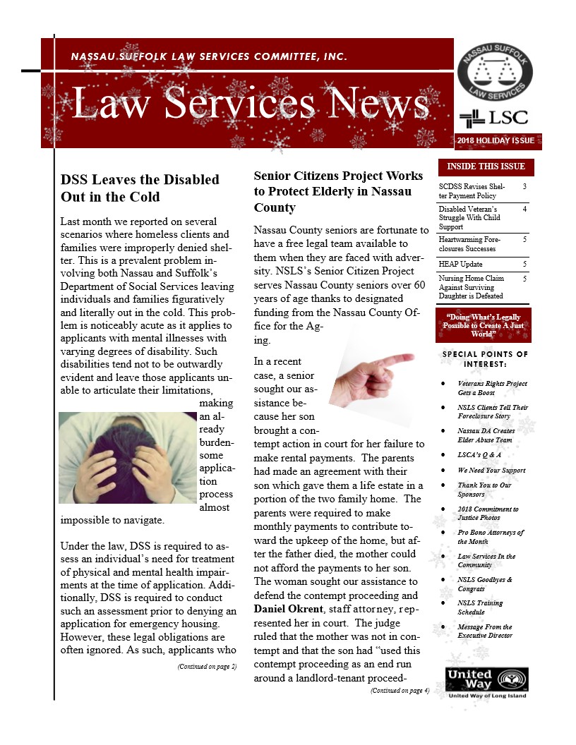 Law Services News – Holiday 2018