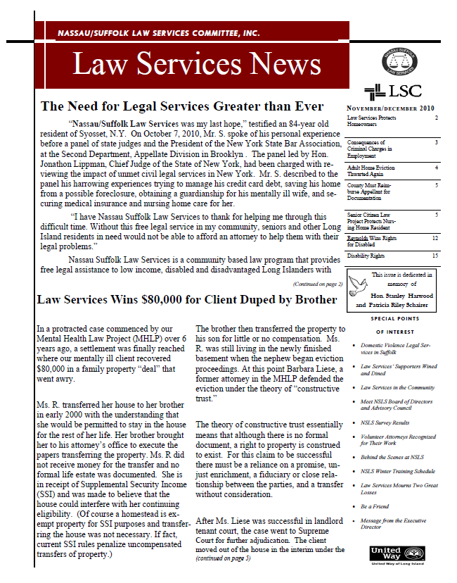 Law Services News – December 2010