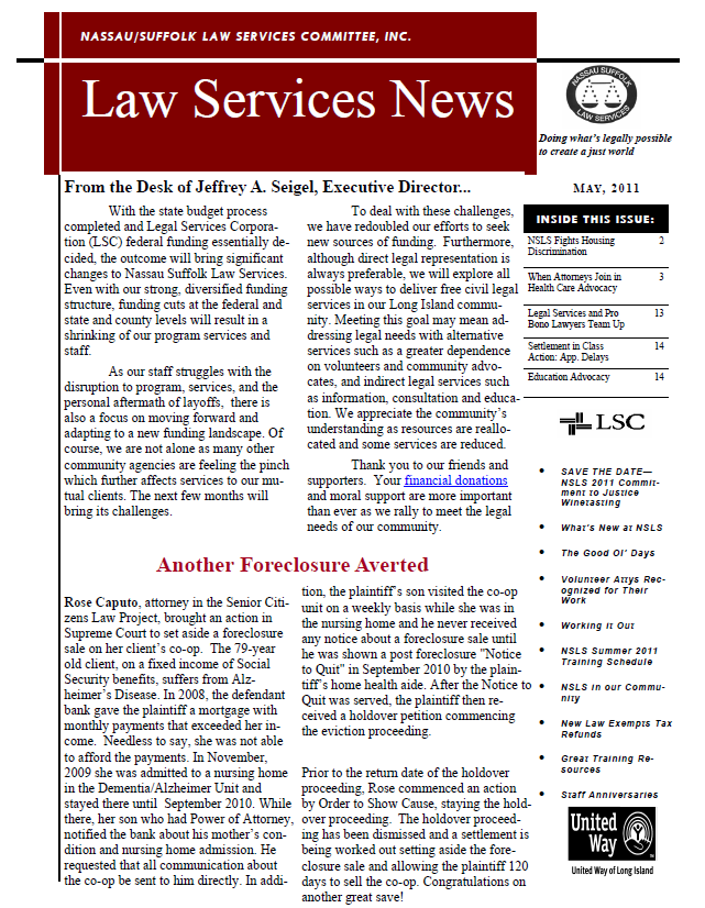 Law Services News – May 2011