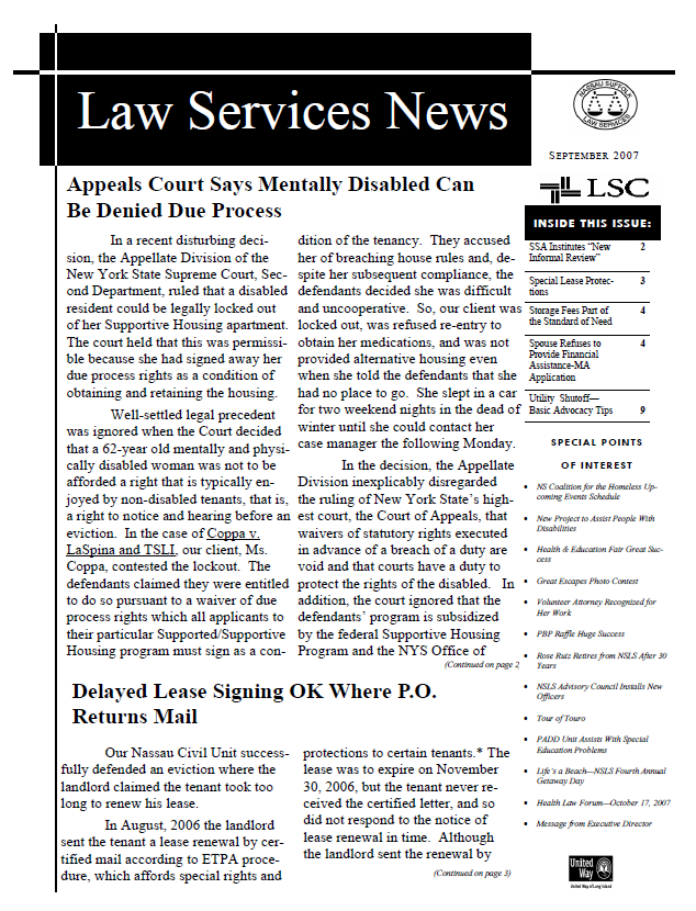Law Services News – September 2007