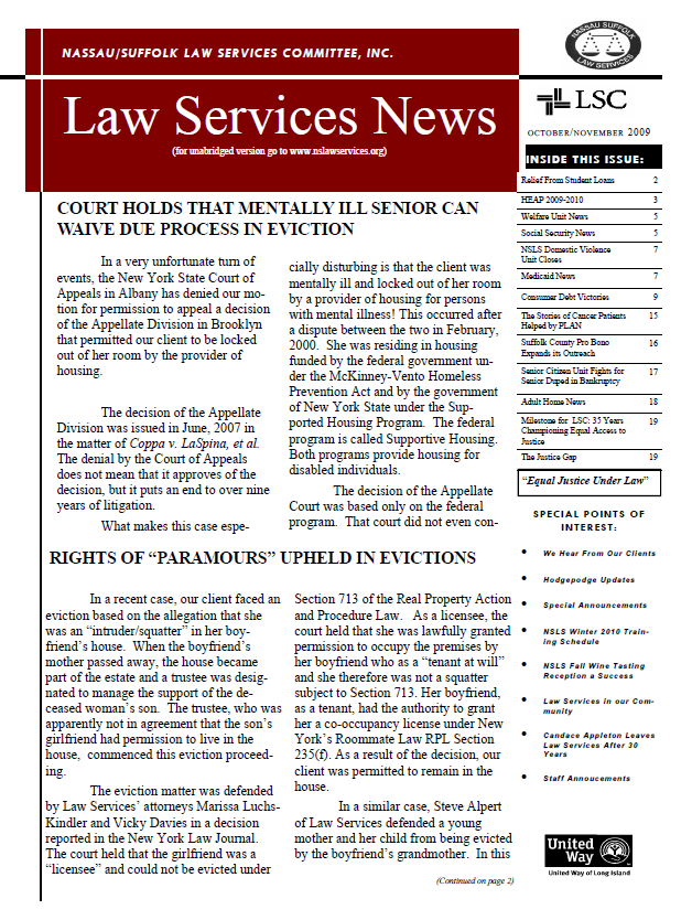 Law Services News – October 2009