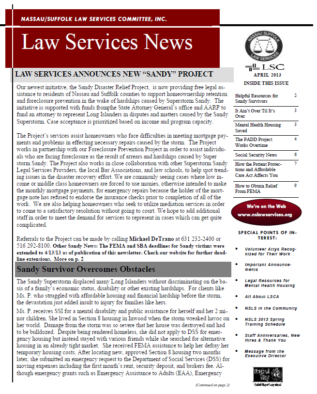 Law Services News – April 2013