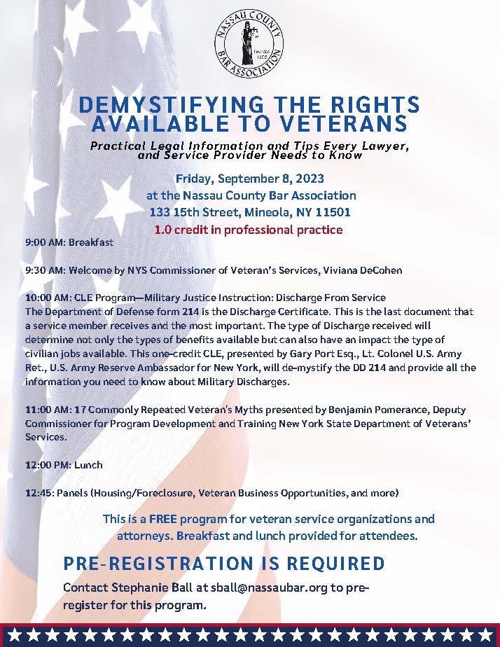 Information for Veterans event on September 8th, 2023